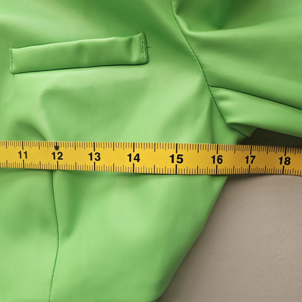 AKIRA M Green Faux Leather Mini Dress Trench Coat Size Going Out Party Miami ~ - Picture 6 of 9